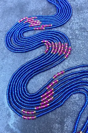 Odyssey Blue Tie On Waist Beads