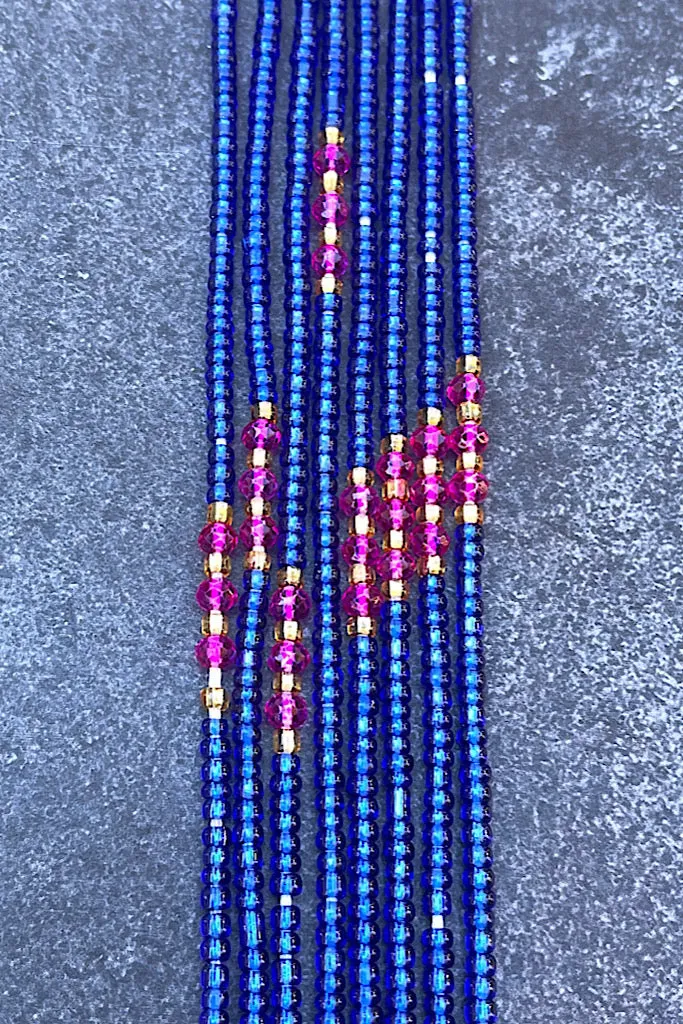 Odyssey Blue Tie On Waist Beads