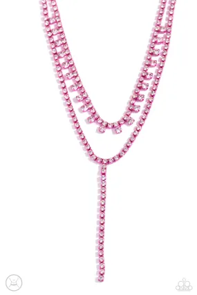 Paparazzi Champagne Night Pink Necklace & Earring Set