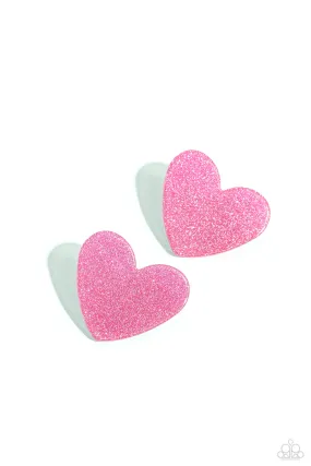 Paparazzi Sparkly Sweethearts Pink Post Earrings