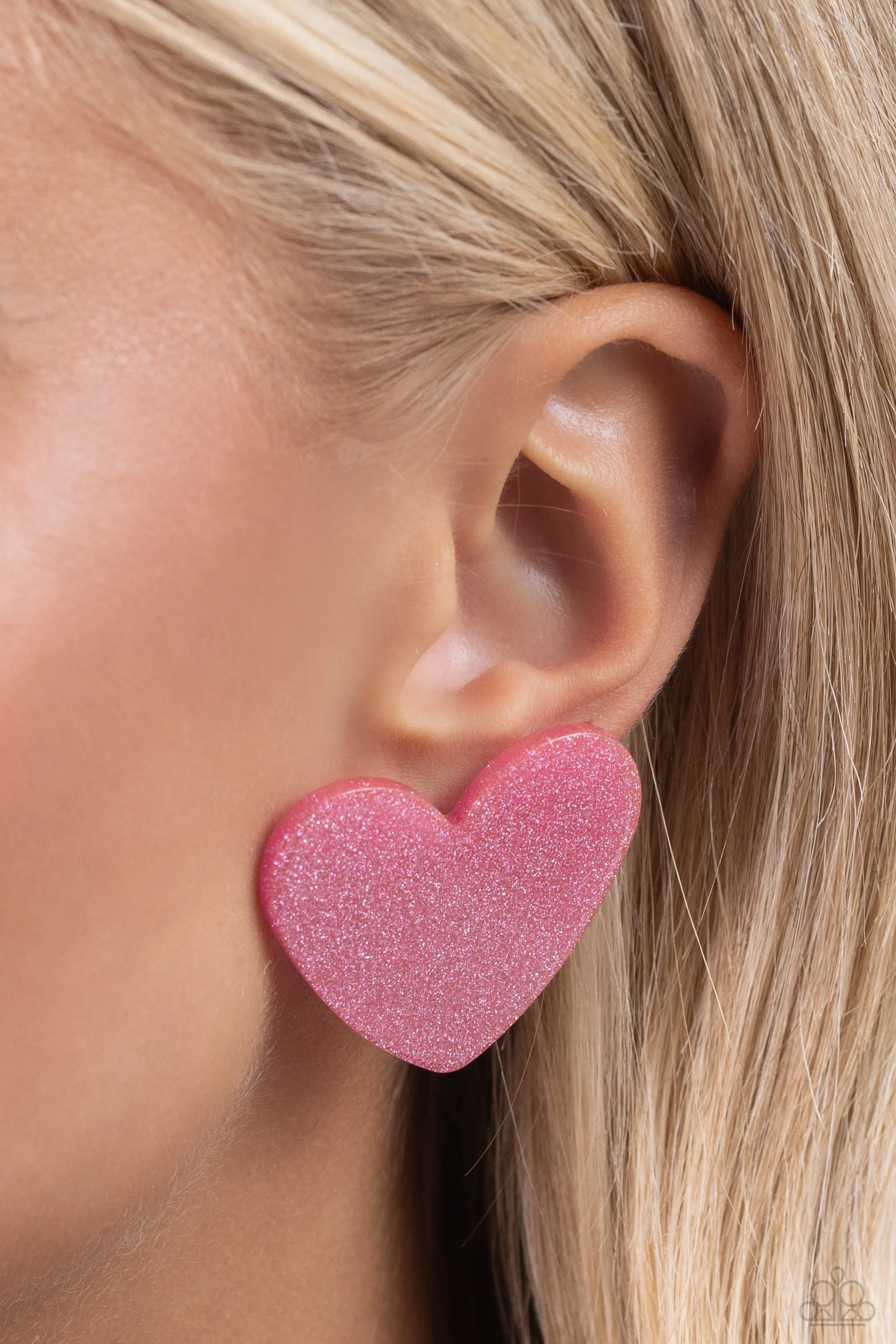 Paparazzi Sparkly Sweethearts Pink Post Earrings