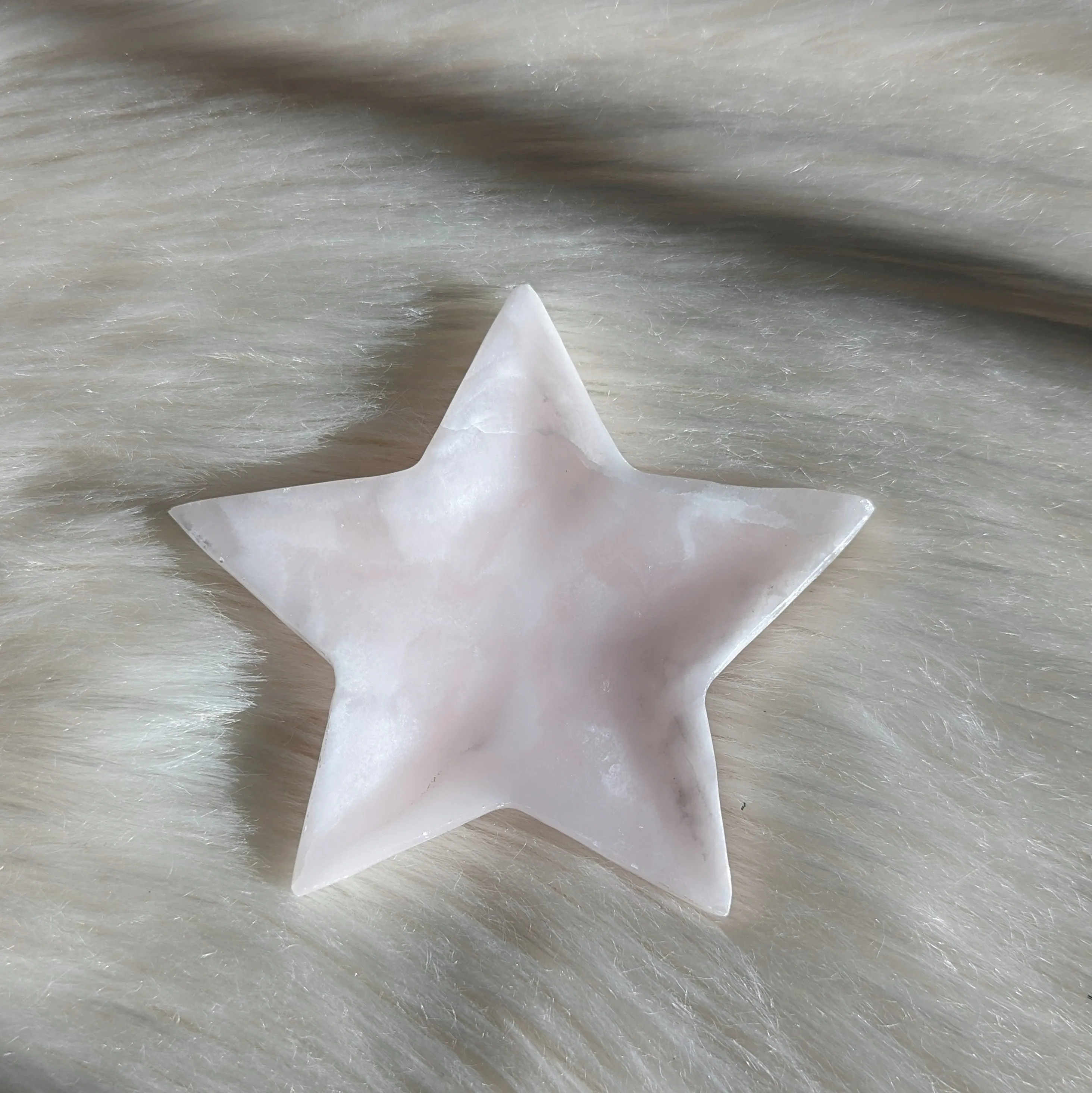 Pastel Pink Calcite Carved Star Tray