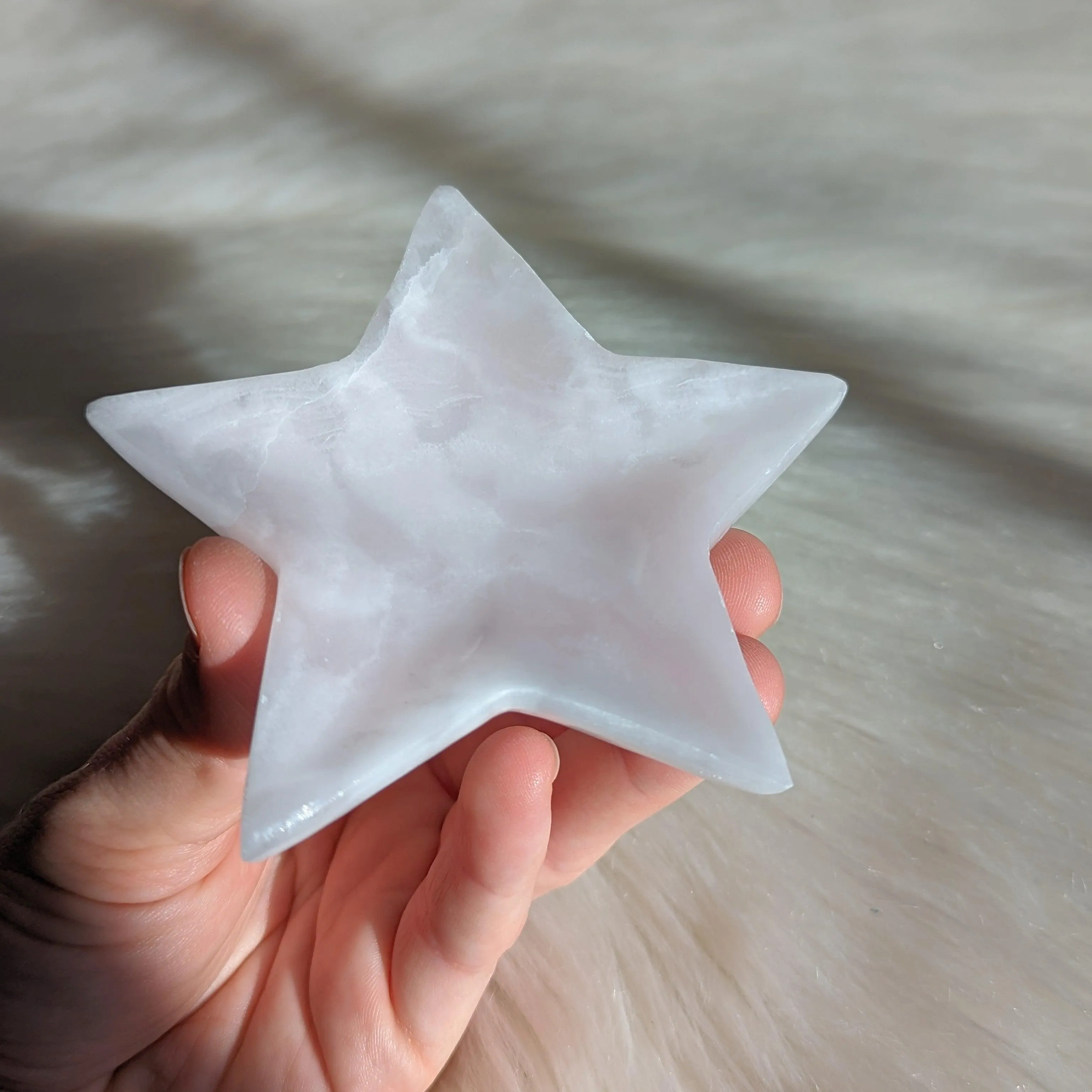 Pastel Pink Calcite Carved Star Tray