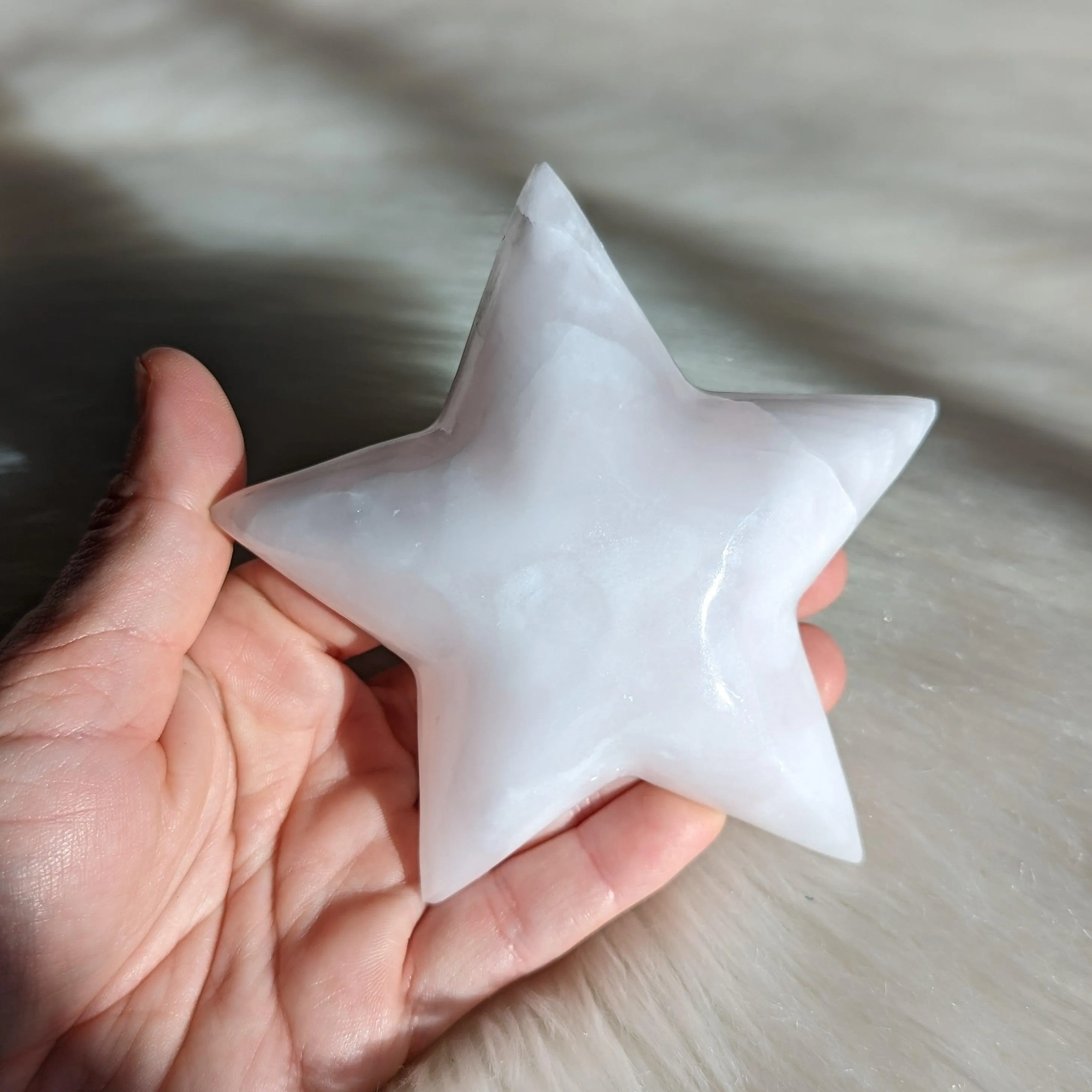 Pastel Pink Calcite Carved Star Tray