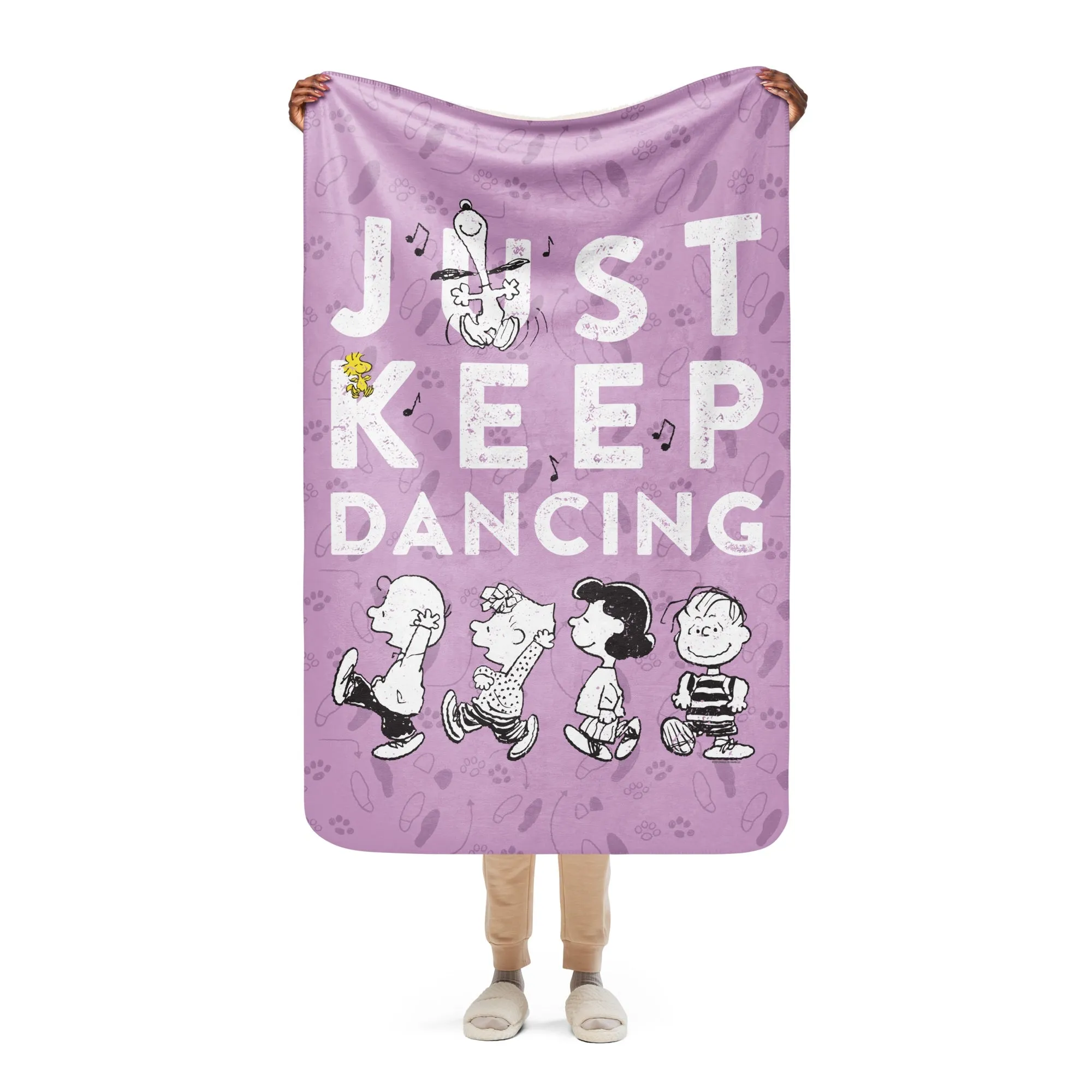 Peanuts Just Keep Dancing Sherpa Blanket