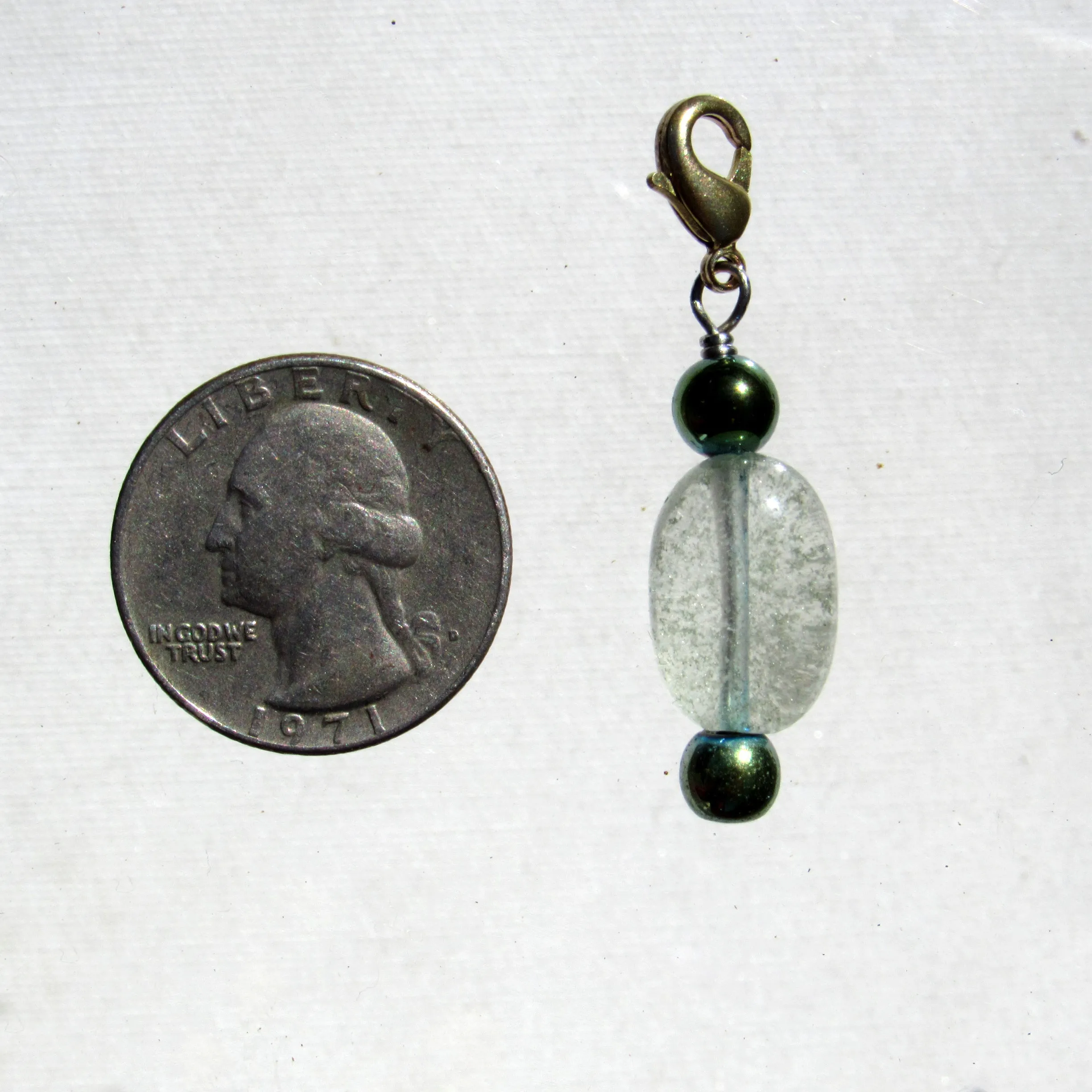 Phantom Ghost Quartz and hematite gemstone Pet Charm