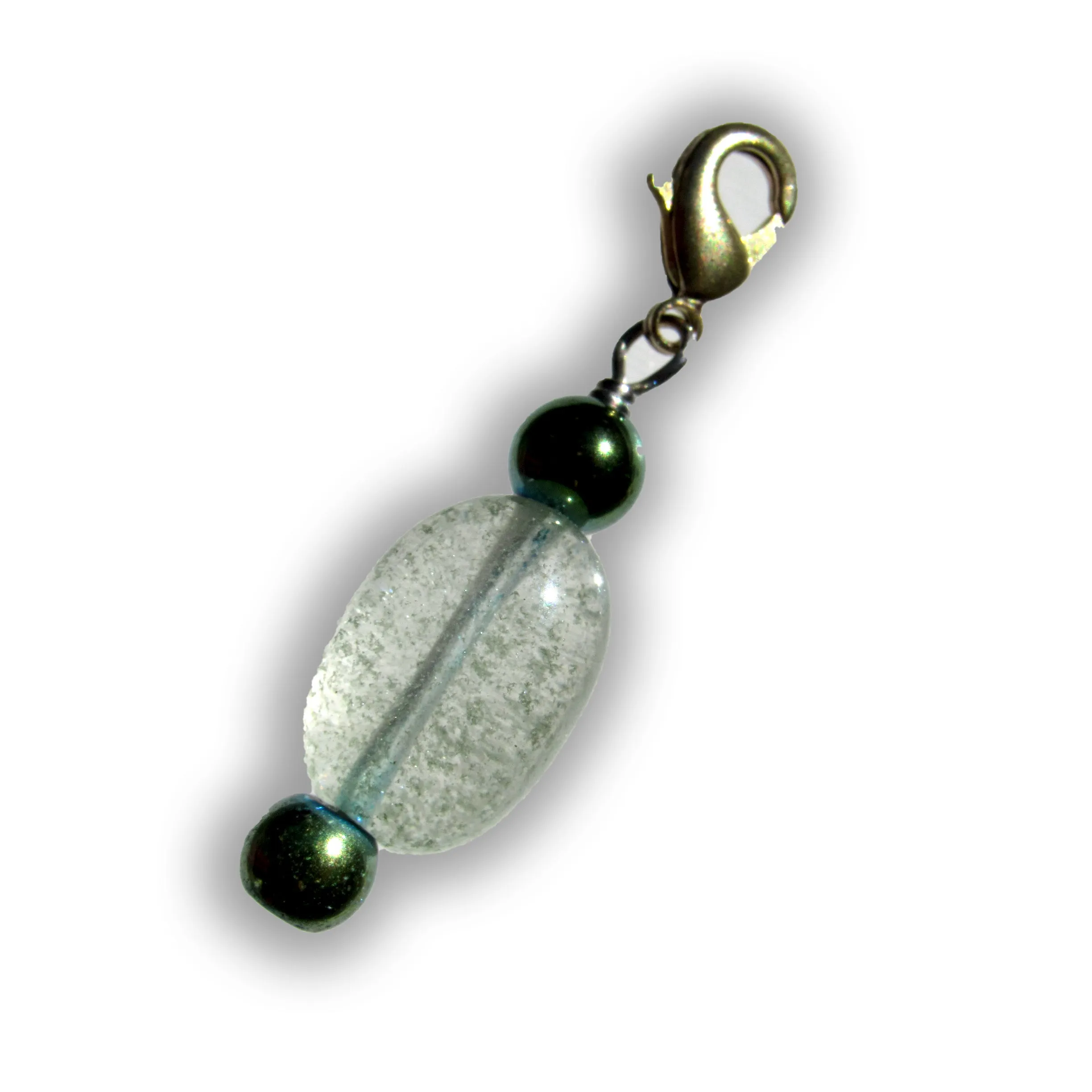 Phantom Ghost Quartz and hematite gemstone Pet Charm