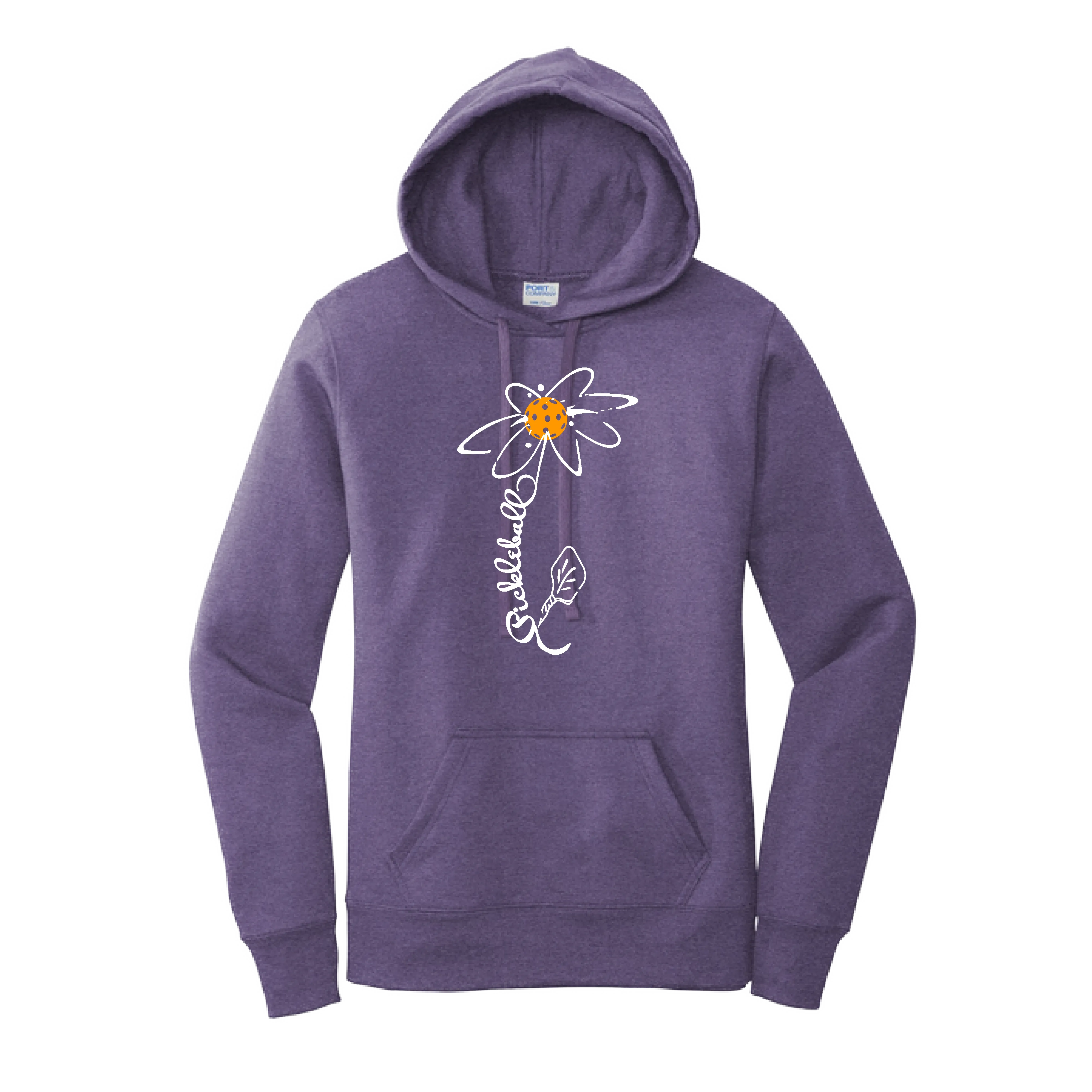 Pickleball Flower (Orange, Pink, Purple or White) | Women’s Fitted Hoodie Pickleball Sweatshirt | 50% Cotton 50% Poly Fleece