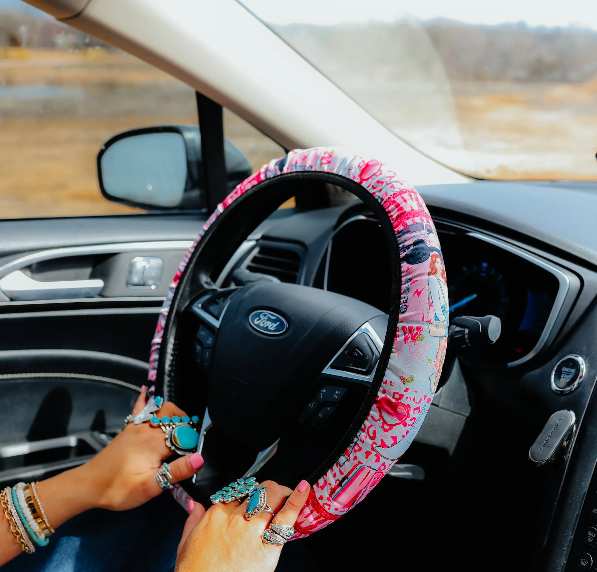 Pink Collage Steering Wheel Cover