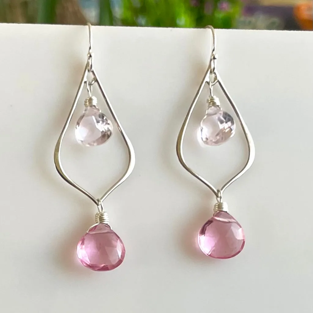 Pink Quartz Duo Earrings