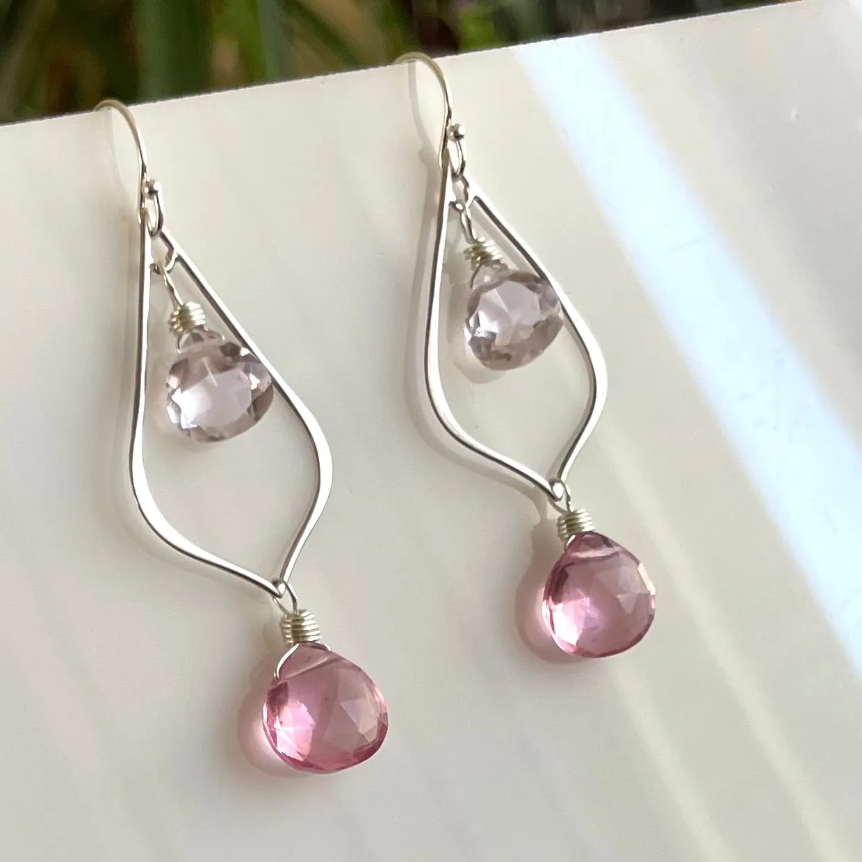 Pink Quartz Duo Earrings