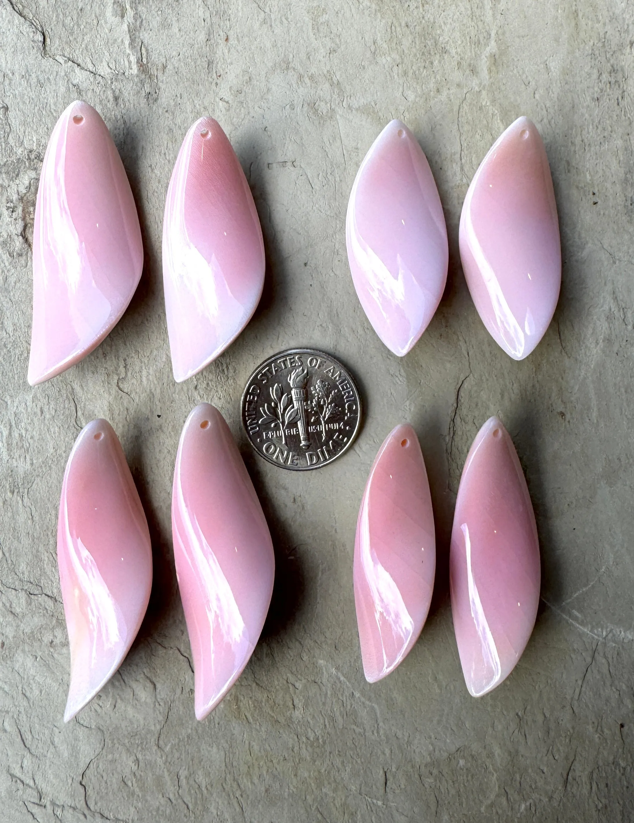 Pink Queen Conch Shell Matching Twist Earring Bead Pairs 15x37mm, One Pair/2 Beads