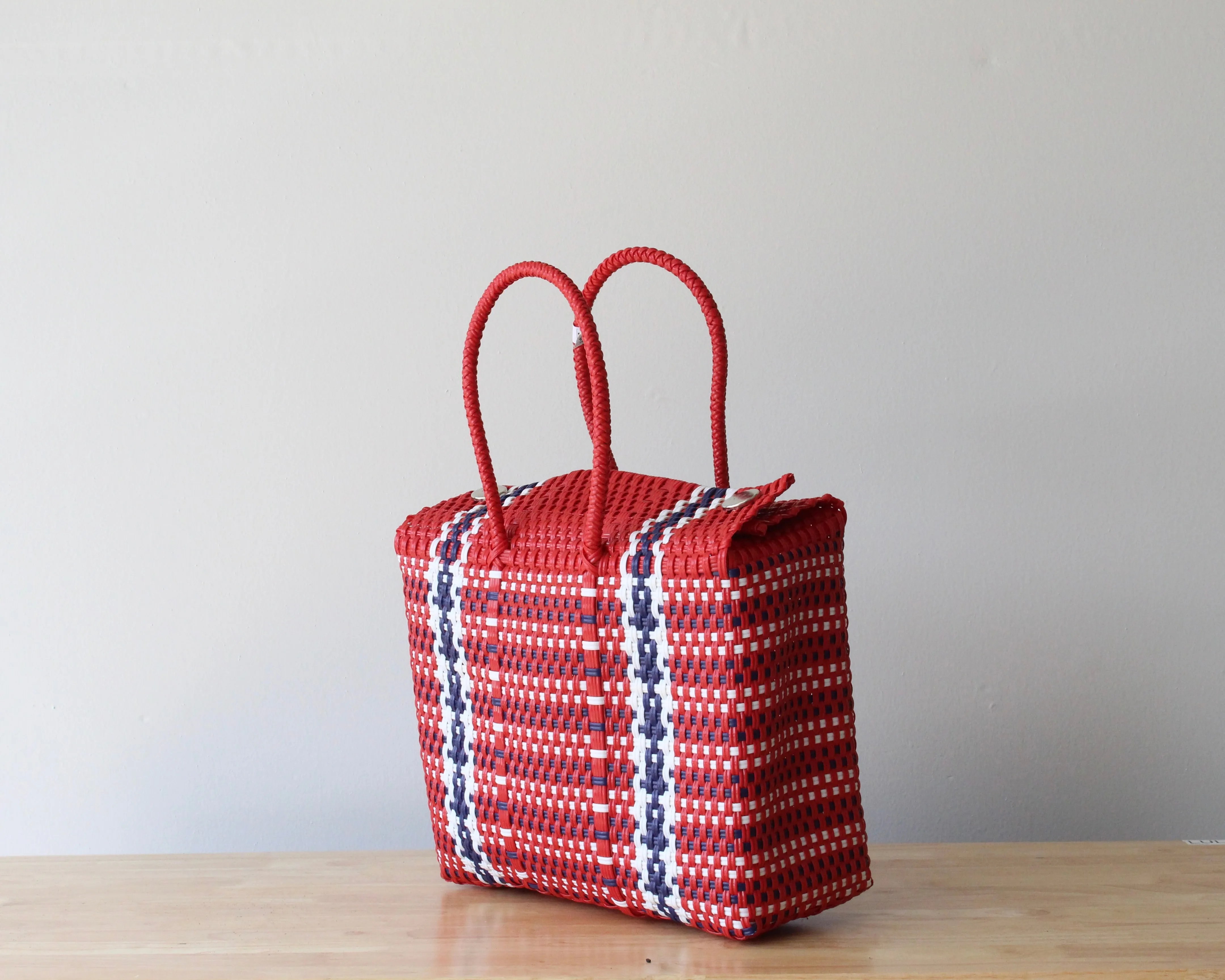 Red, Navy Blue, & White Handbag by MexiMexi