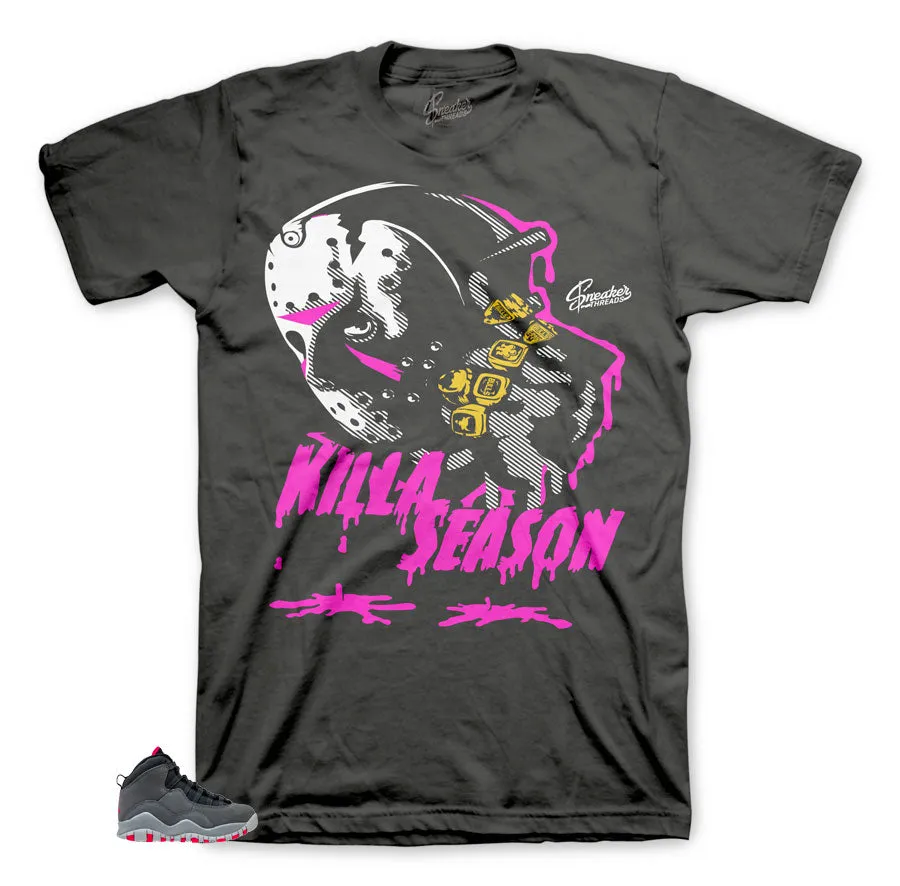 Retro 10 Rush Pink Shirt - Killa Season - Charcoal