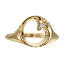 Reverie Open Circle Baguette Diamond Signet Ring