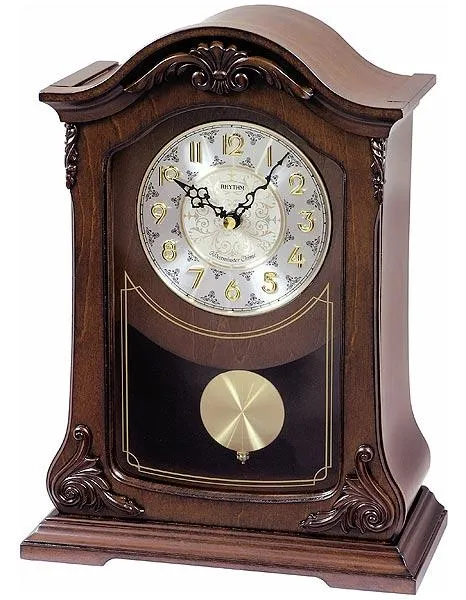 Rhythm WSM Nice II Musical Chiming Pendulum Mantel Clock - Wooden Case