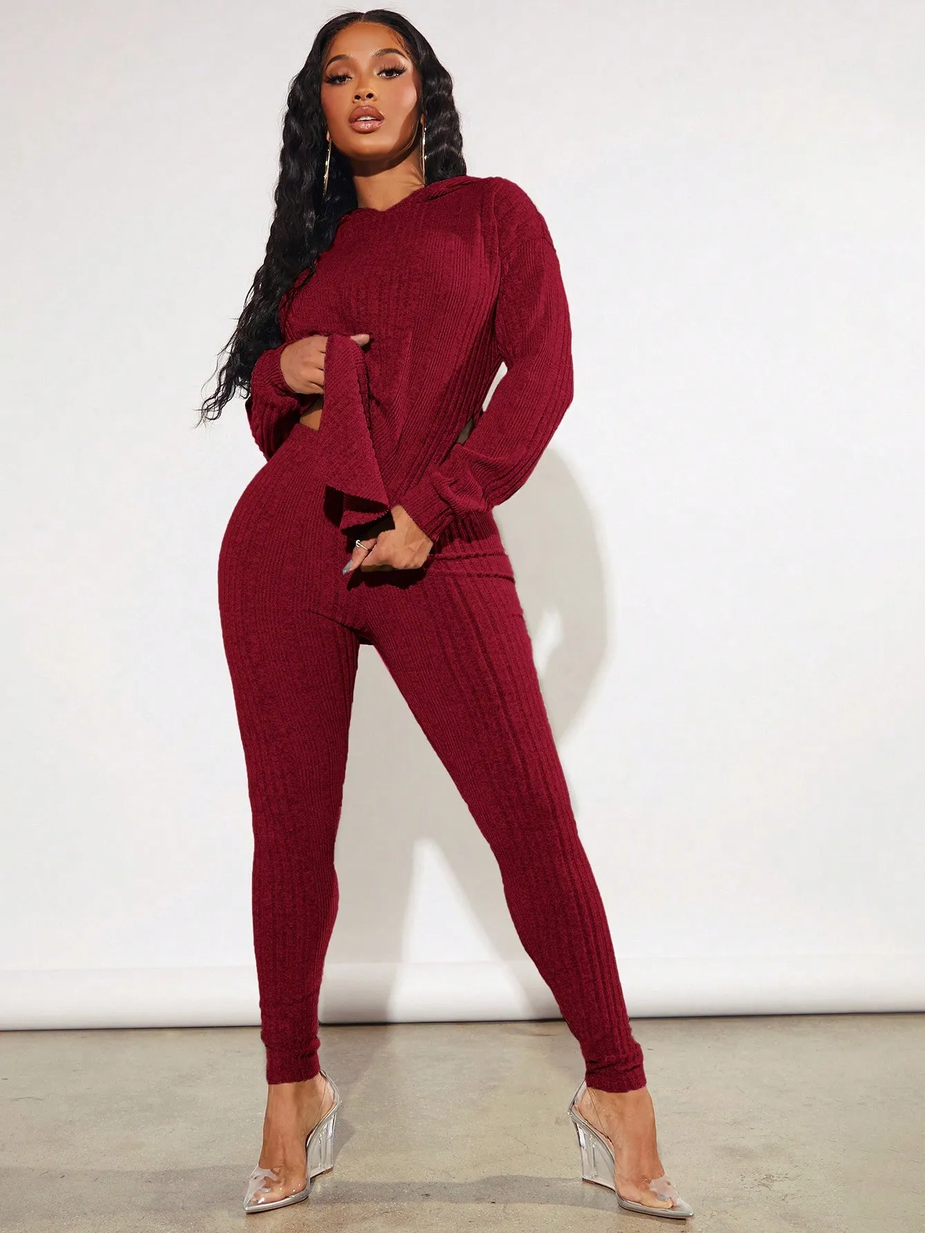 Ribbed Hoodie Leggings Set