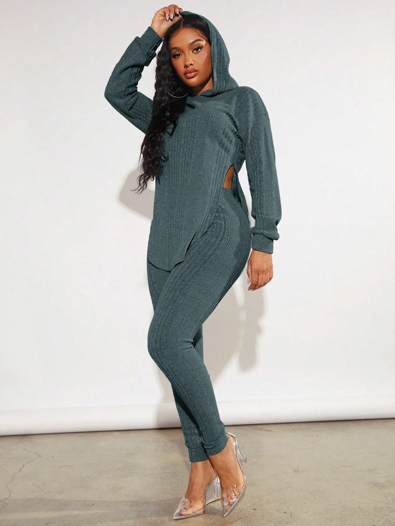 Ribbed Hoodie Leggings Set