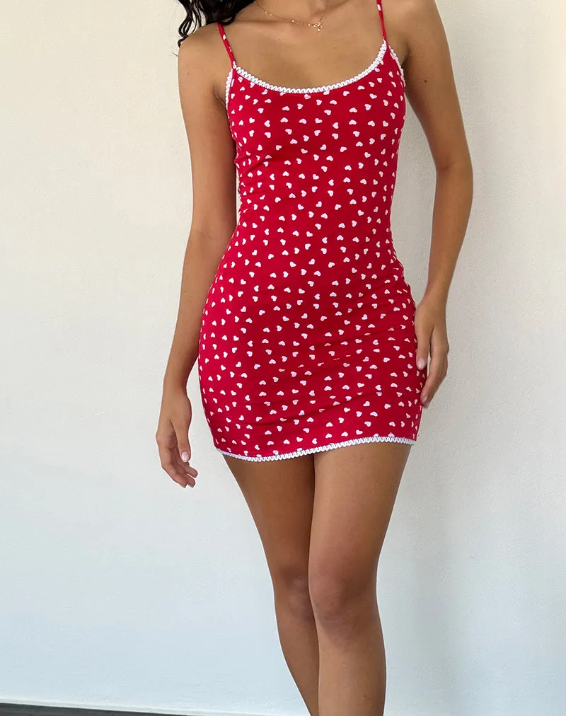 Riniki Bodycon Mini Dress in Heart Red