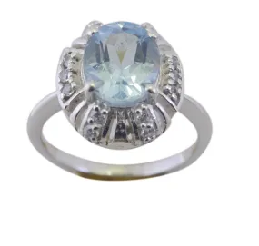 Riyo Exporter Gemstones Blue Topaz Sterling Silver Ring Mothers Day