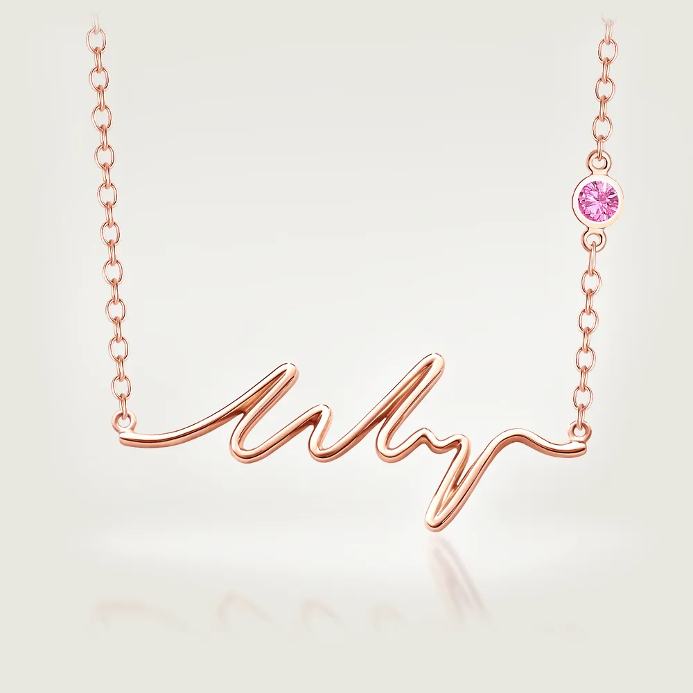 Rose Gold Ser Necklace with Birthstone