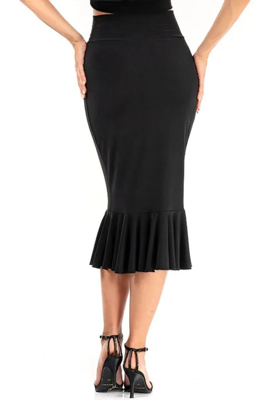 Ruffled Hem Pencil Skirt