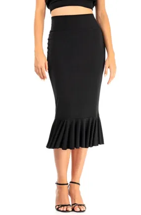 Ruffled Hem Pencil Skirt