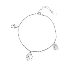 Silverworks Moon and Star Drop Charm Bracelet B5305