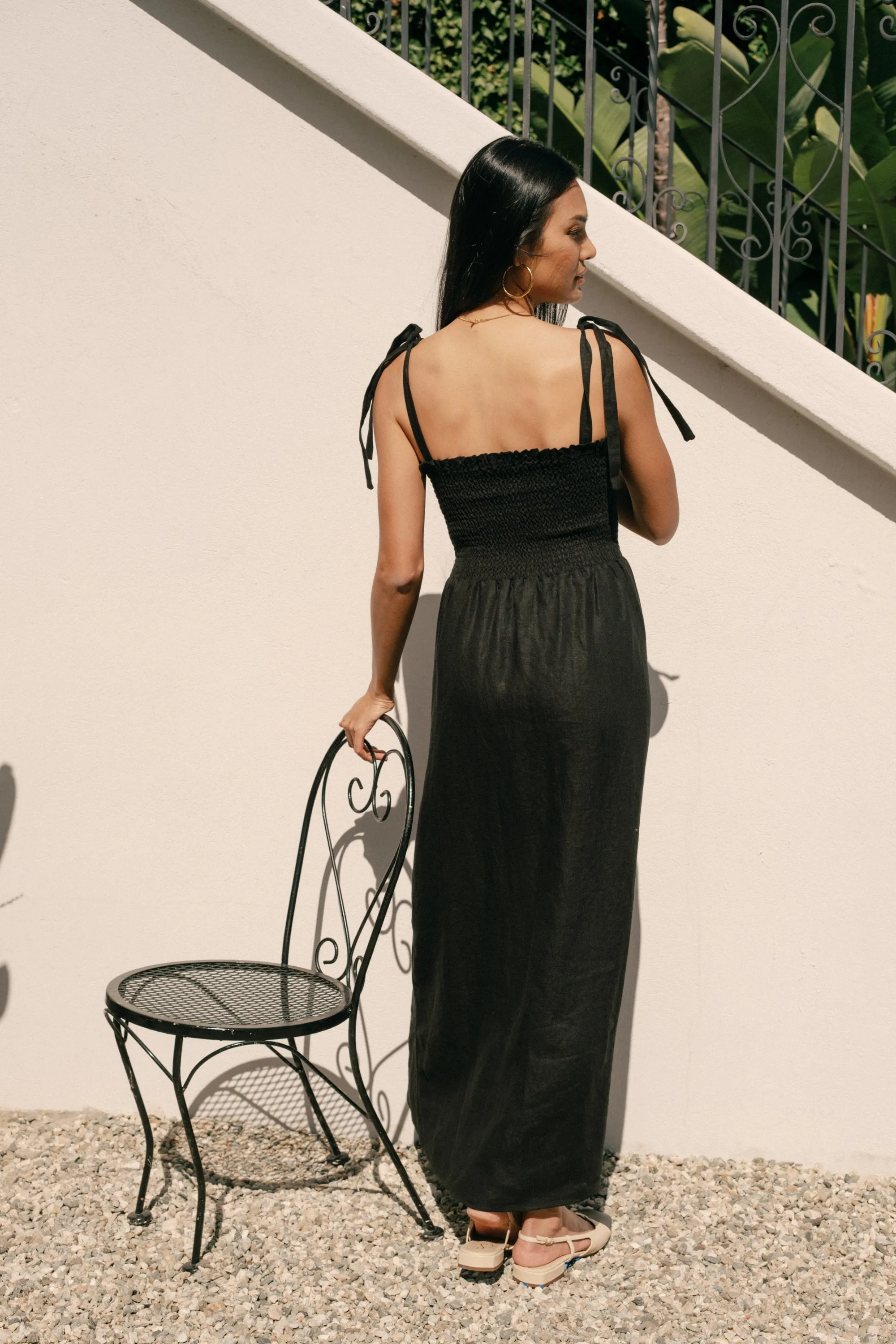 Sophie Dress in Black Linen