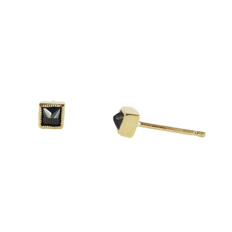 Square Black Diamond Earrings (Pair)