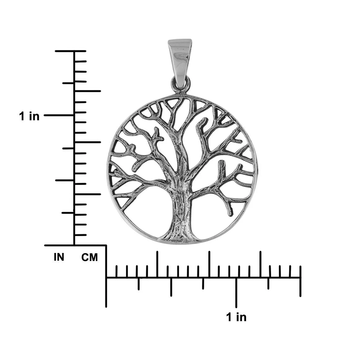 Sterling Silver Circle Tree of Life Pendant