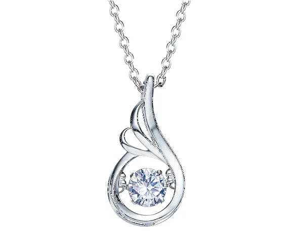 Sterling silver lovely dancing crystal necklace