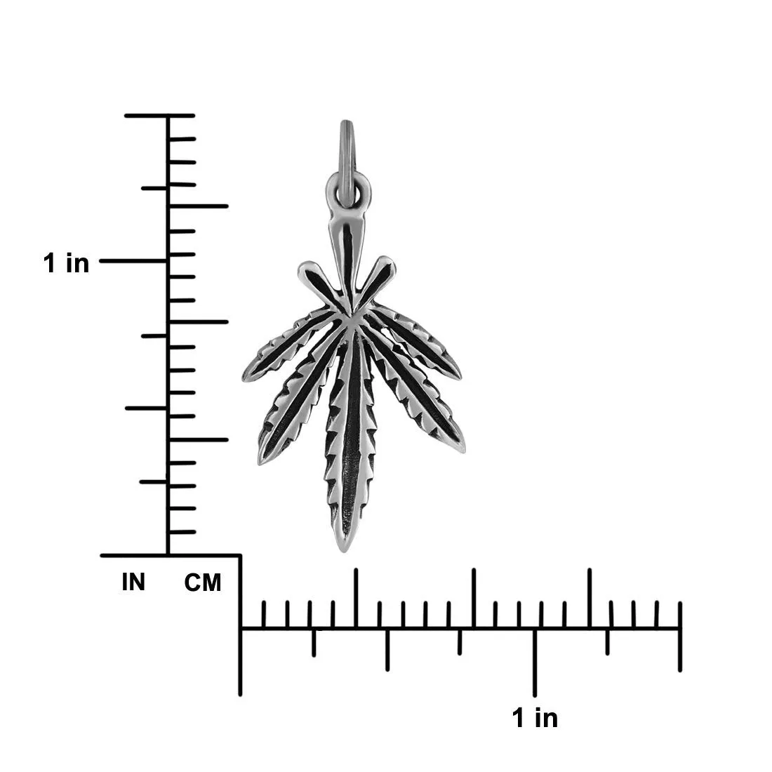 Sterling Silver Marijuana Pendant Downwards