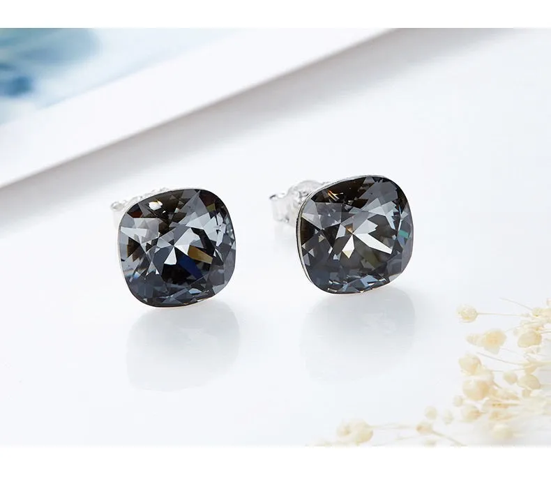 Sterling silver simple cubic swarovski crystal earring