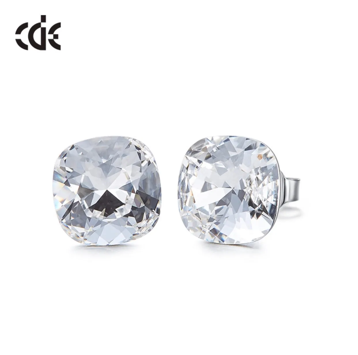 Sterling silver simple cubic swarovski crystal earring