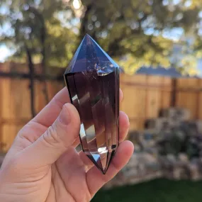 Super High Vibrational Energy ~ Natural Clear Smoky Quartz Vogel Wand Carving from Brazil~ Ultra Clear with a Rainbow ~ Hand Picked Tucson Treasure! Carved Smoky Quartz Vogel Crystal Wand for Healers and Healing