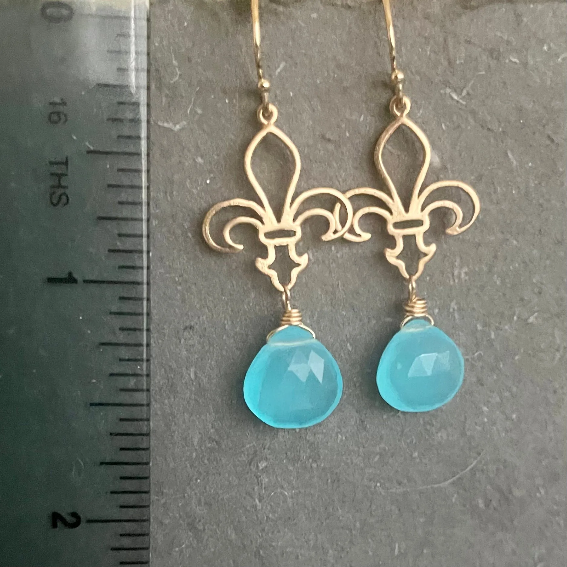 Swiss Blue Fleur de lis Earrings