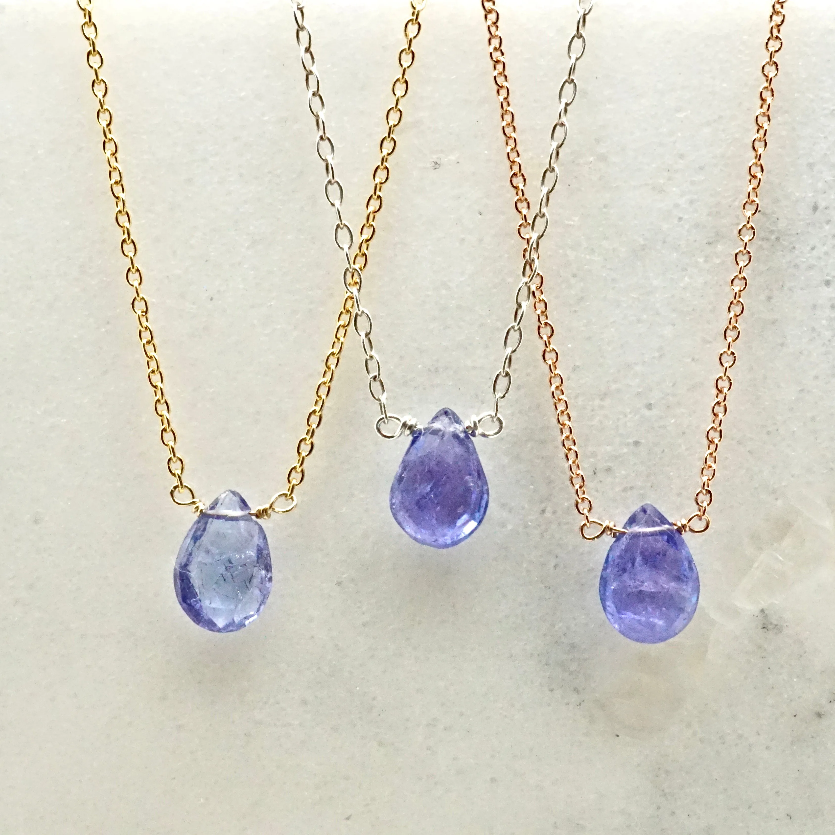 Tanzanite Necklace - Floating Tanzanite Necklace - December Birthstone Ring