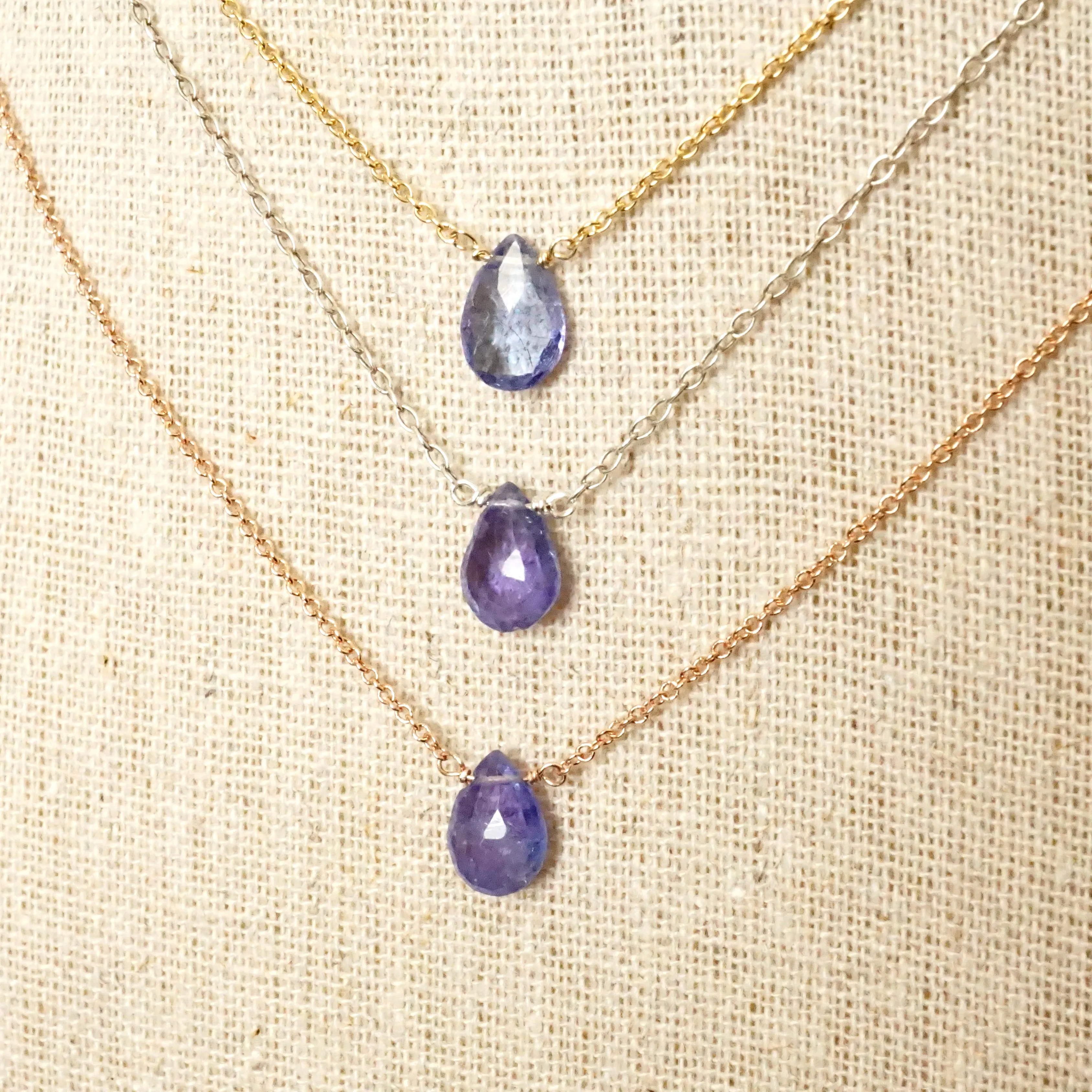 Tanzanite Necklace - Floating Tanzanite Necklace - December Birthstone Ring