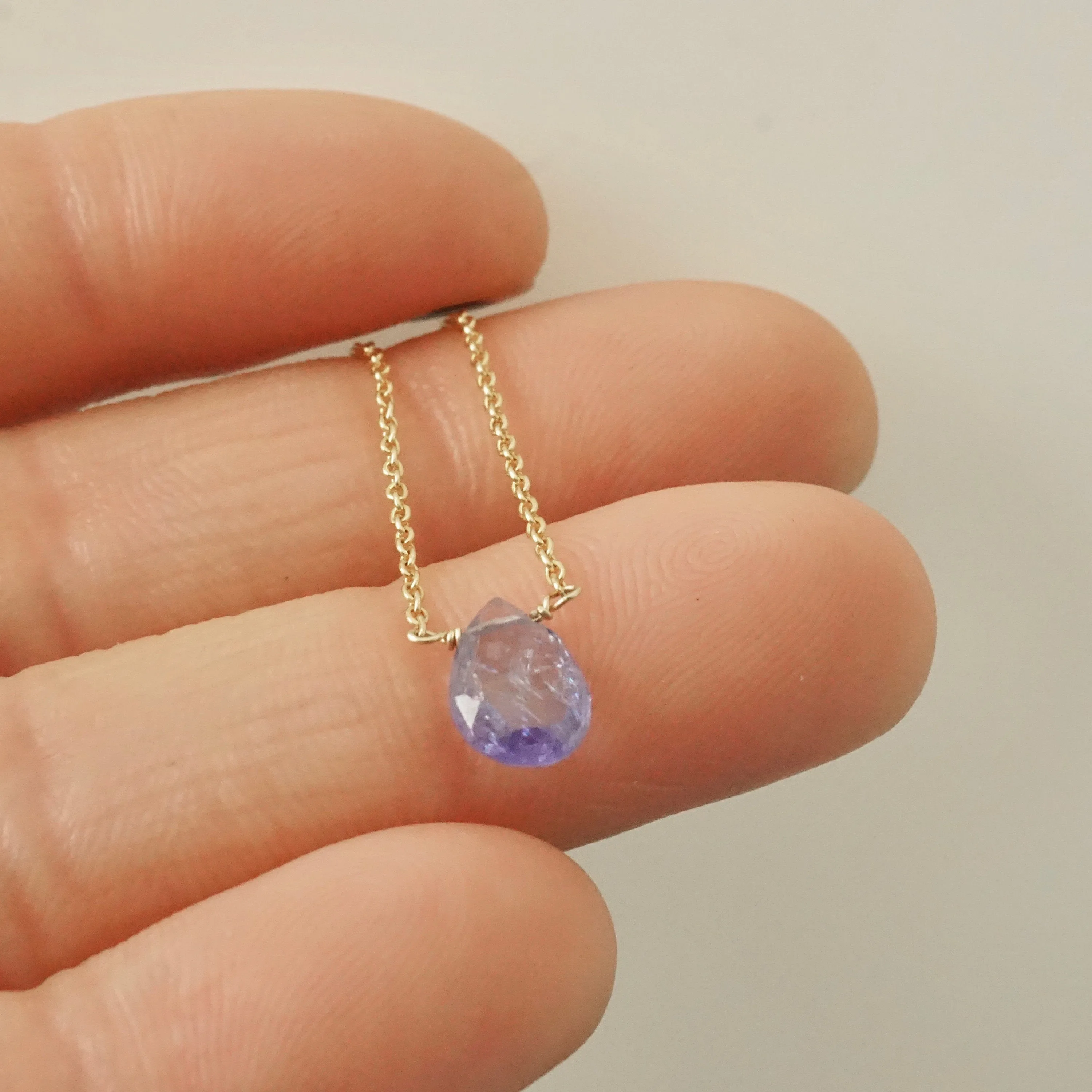 Tanzanite Necklace - Floating Tanzanite Necklace - December Birthstone Ring