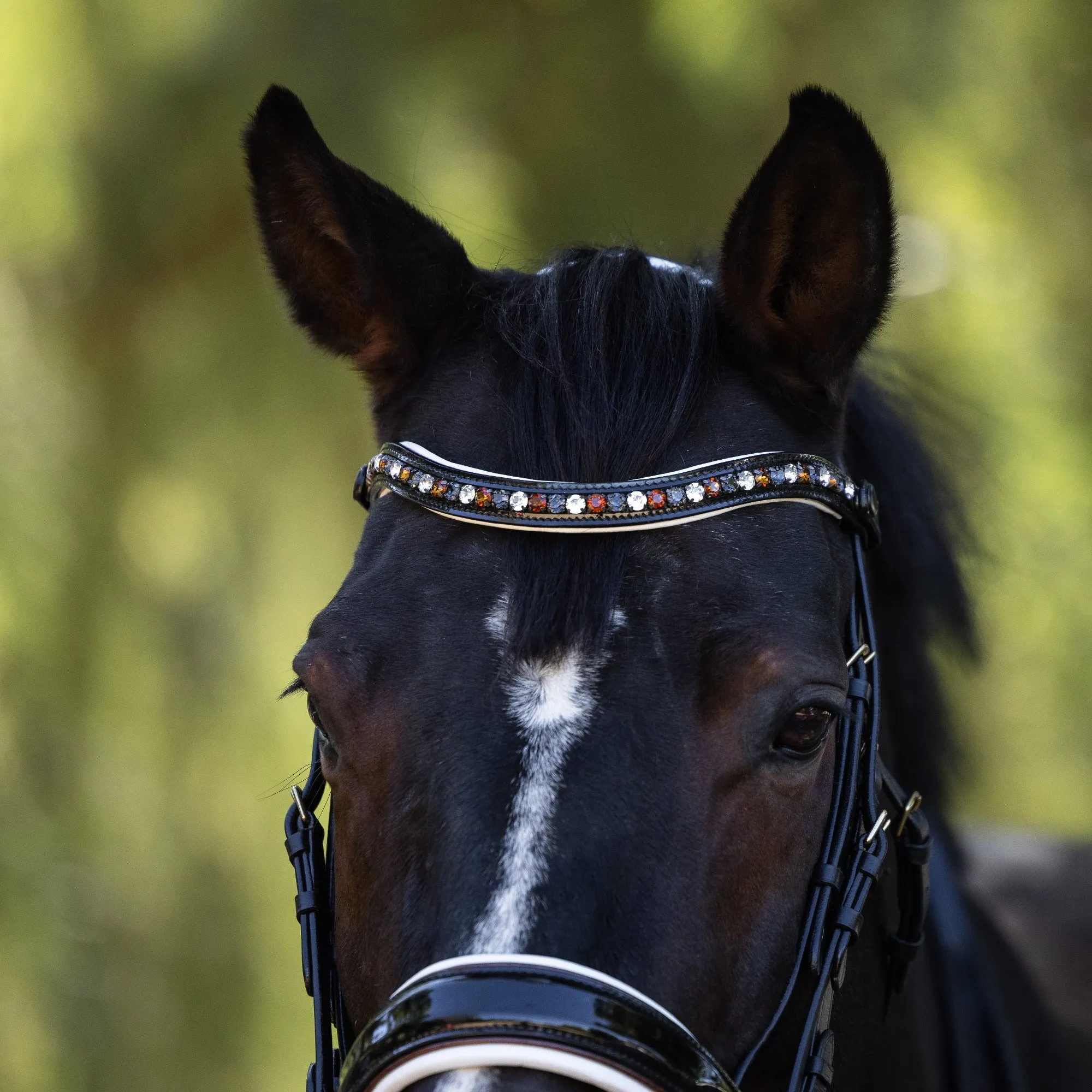 Taos - Black Patent Double with White Padding and Bronze Glitter Piping