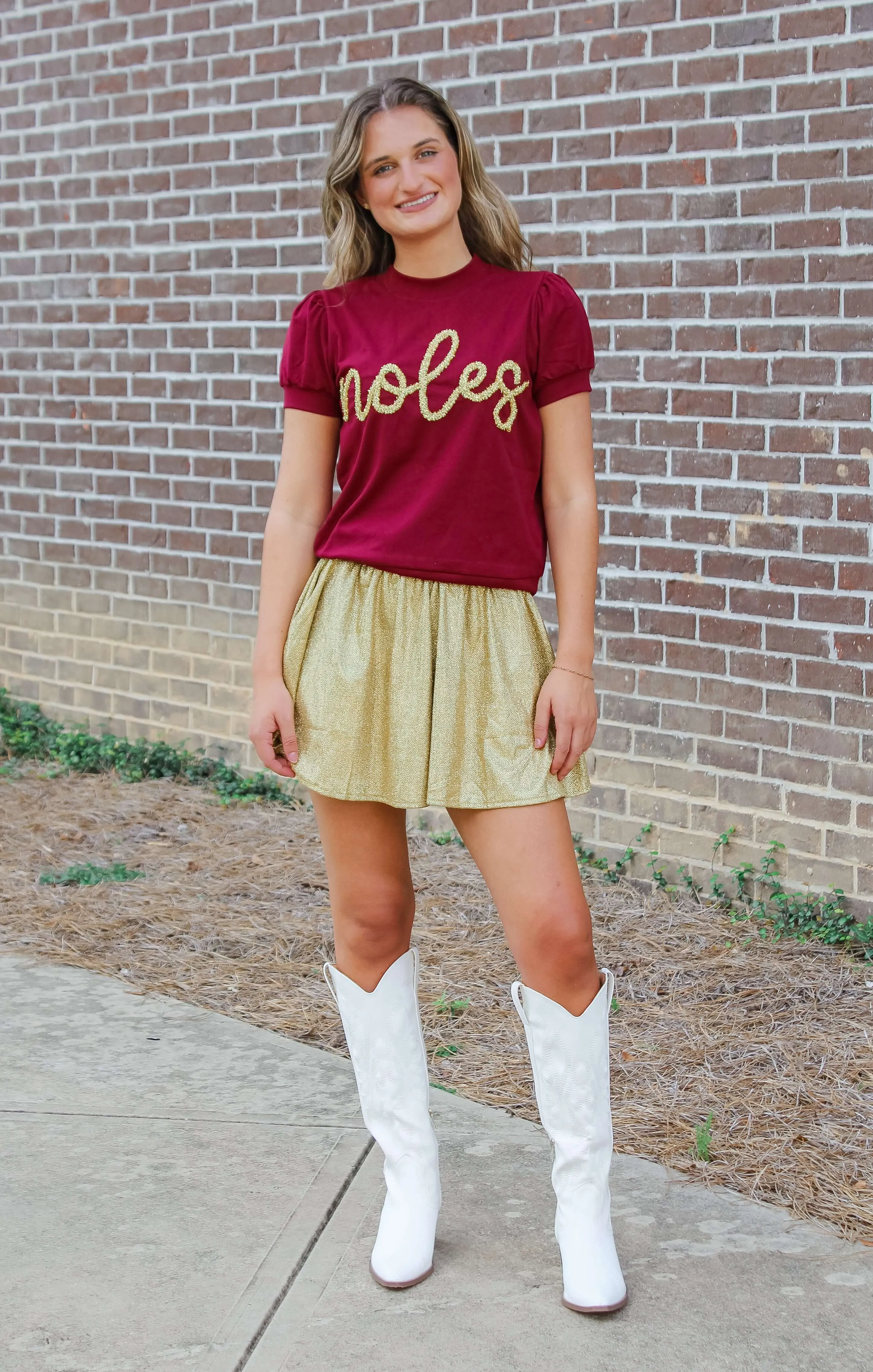 The 'Noles Glitter Script Top