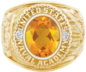 USNA Class Ring Mod™ with Citrine Centerpiece and Diamond Dividers