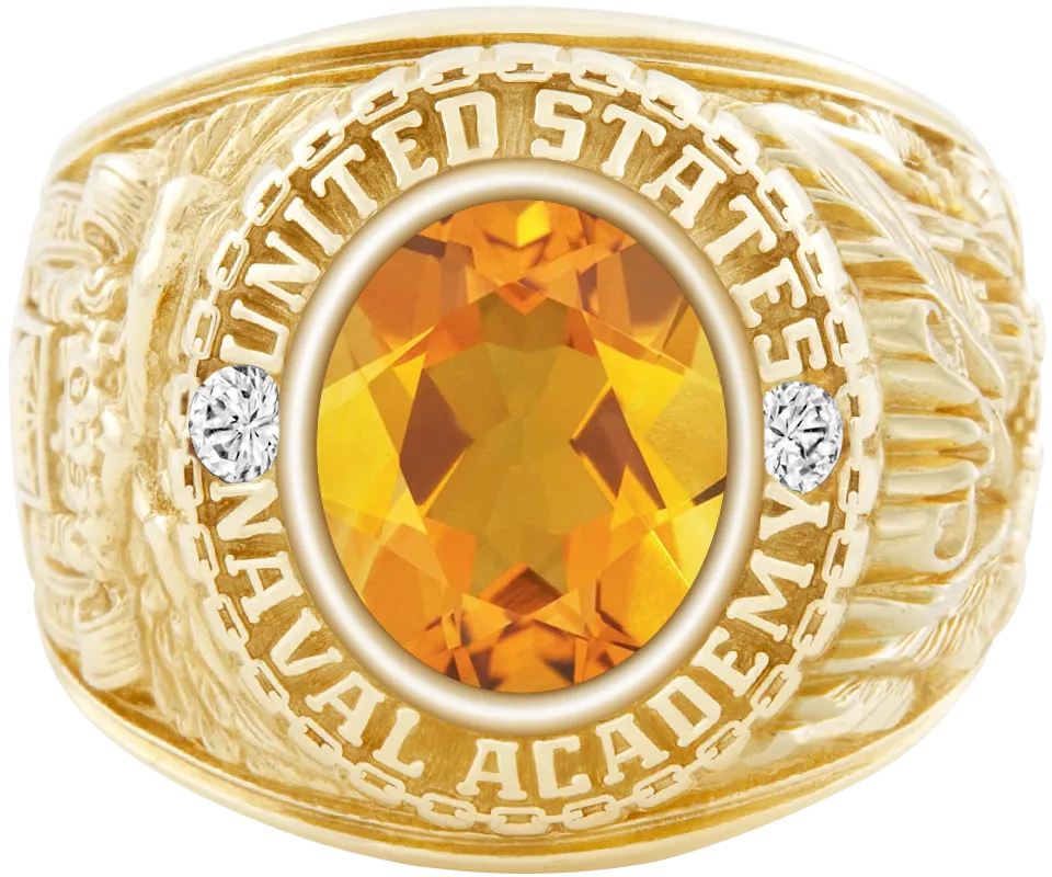 USNA Class Ring Mod™ with Citrine Centerpiece and Diamond Dividers