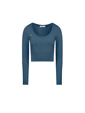 Women's Plant-Stretch Long Sleeve Cropped Top—storm blue