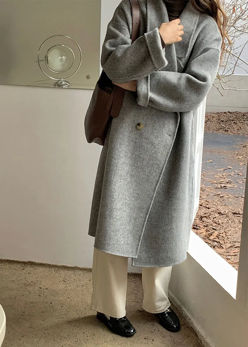 Wool & Cashmere Blend Button Coat